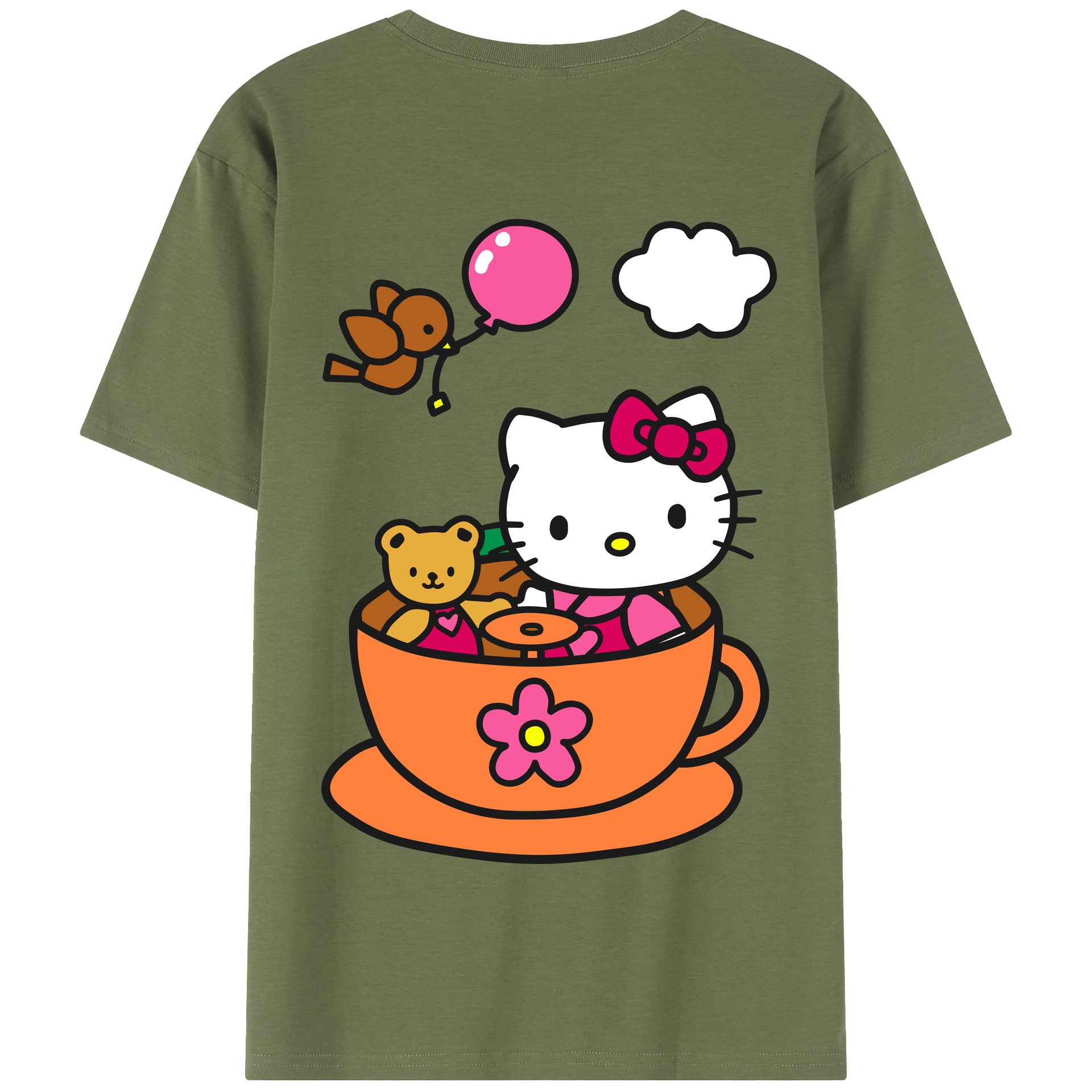 （画像用） Hello Kitty ハローキティ 綿100％半袖Tシャツ（背面プリント）